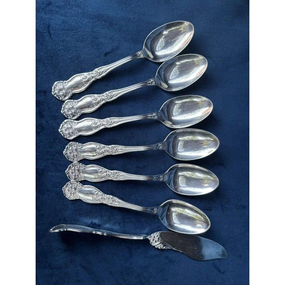 Vintage WM Rogers&Son Orange Blossom AA 1910 SilverPlated Teaspoons, 6